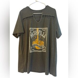 Gray Nashville Short Sleeve Tee with Vintage Graphic